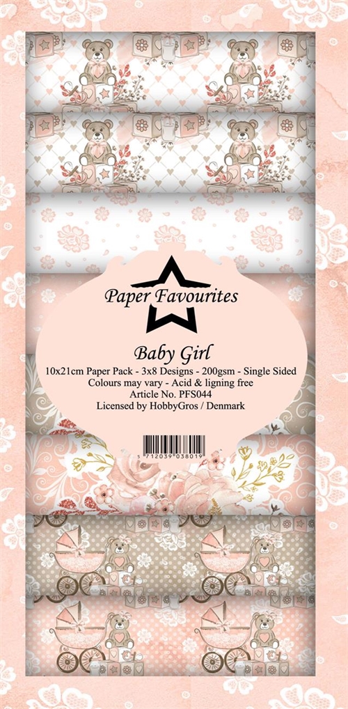 Paper Favourites Slimcard Baby girl 3x8design 10x21cm 200g